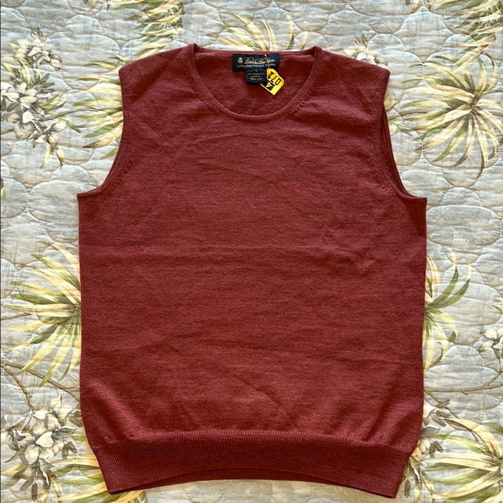 Brooks Brothers Maroon Merino Wool Sleeveless Sweater